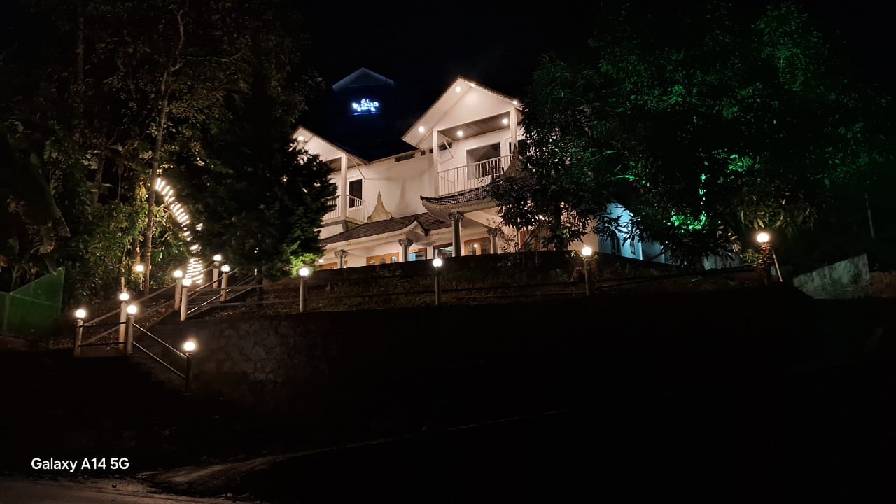 Resort lit up at night
